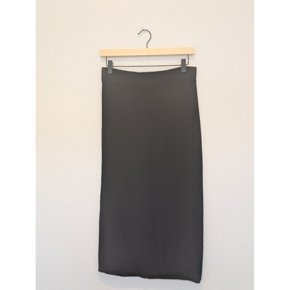 Banana Republic Black Knit Midi Skirt Women Faux Wrap S